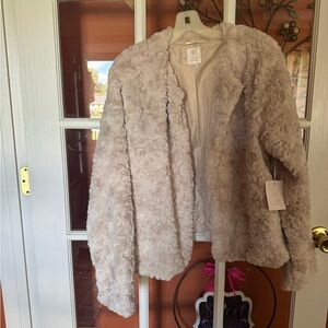 LC Lauren Conrad Plush Cream Teddy Jacket
